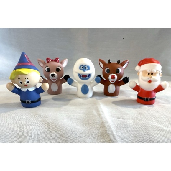 The Unbranded Brand Other - Rudolph The Red Nose Reindeer Vinyl Finger ‎ Puppet Set Of 5